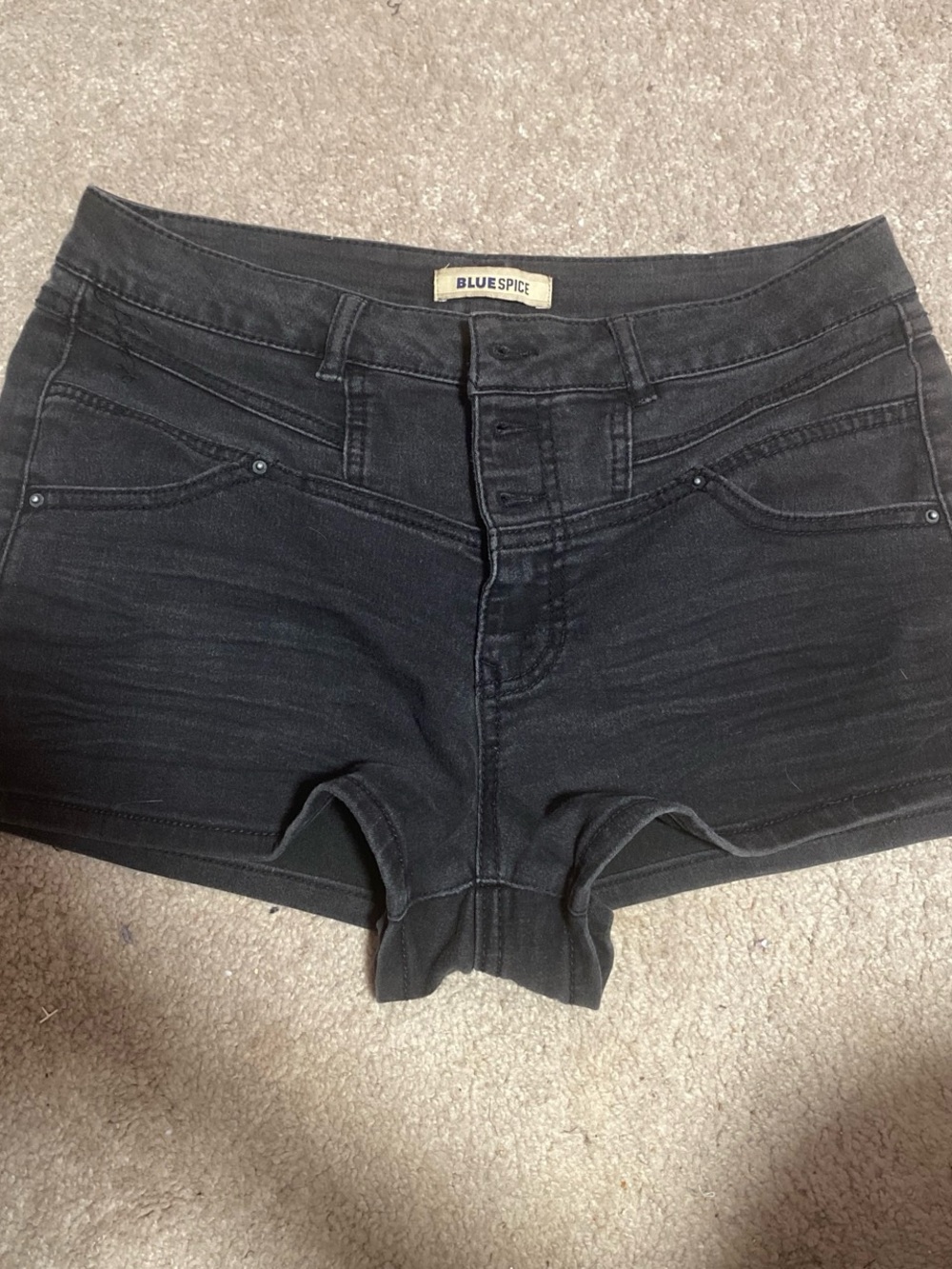 Blue Spice Black Low-Rise Denim Shorts